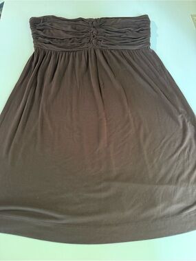 Vintage Y2K Soma Chocolate Brown Strapless Ruched Empire Waist Dress